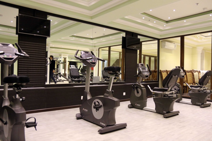 Phòng tập GYM tại khách sạn Atlas, Dushanbe, Tajikistan nơi đội tuyển Việt Nam trú quân. 