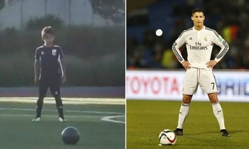 Ronaldo Jr tái hiện pha sút phạt "thần sầu" của bố