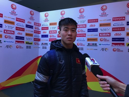 Duy Mạnh cho biết U23 Việt Nam sẽ thi đấu với tinh thần cao nhất trước U23 Hàn Quốc.