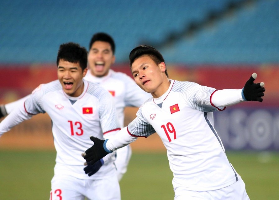 Quang Hải và cá đồng đội xứng đáng được tưởng thưởng với chiến tích giành vé vào chung kết U23 châu Á 2018.