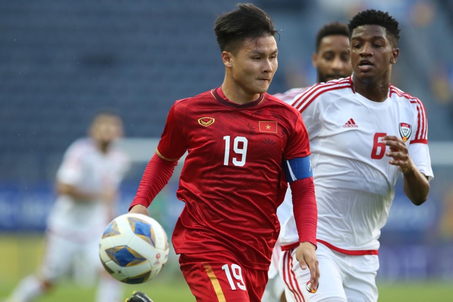 Quang Hải thi đấu tốt trong trận đấu của U23 Việt Nam với UAE hôm 10/1.