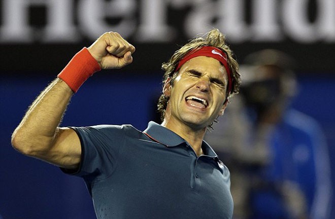 Niềm vui chiến thắng của Roger Federer.