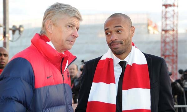 Thierry Henry và HLV Wenger.
