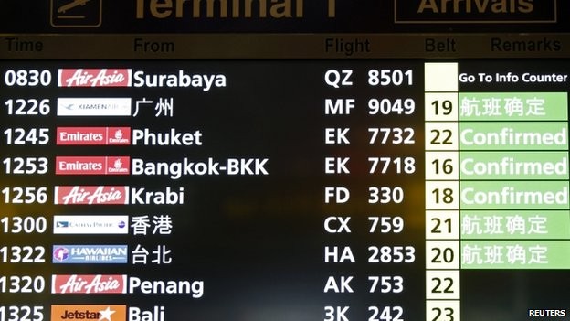 Bảng thông báo các chuyến bay tại sân bay Changi (Singapore). Ảnh: BBC