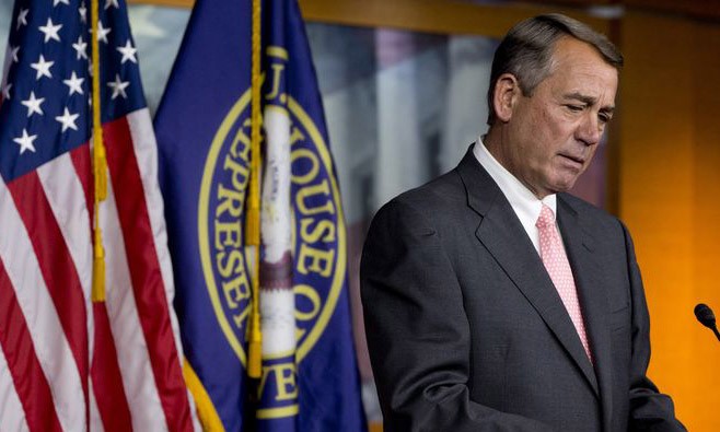 Chủ tịch Hạ viện Mỹ John Boehner ngày 25/9 tuyên bố từ chức (Ảnh: AP) 