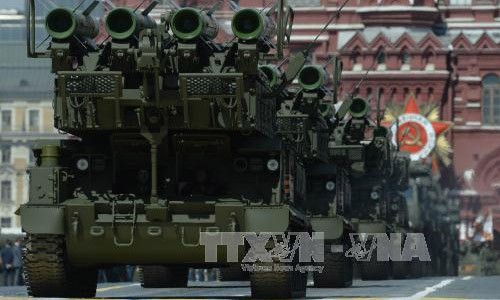 Hệ thống tên lửa Buk-M2 tham gia lễ duyệt binh kỷ niệm 70 năm Ngày Chiến thắng ở thủ đô Moskva. Ảnh: AFP/TTXVN