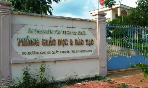 Phòng GD&ĐT thị xã Gia Nghĩa (Đắk Nông). Ảnh: Thanh Niên.