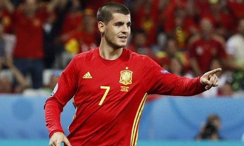 Morata đã có ba bàn cho Tây Ban Nha ở Euro năm nay. Ảnh: Reuters. 