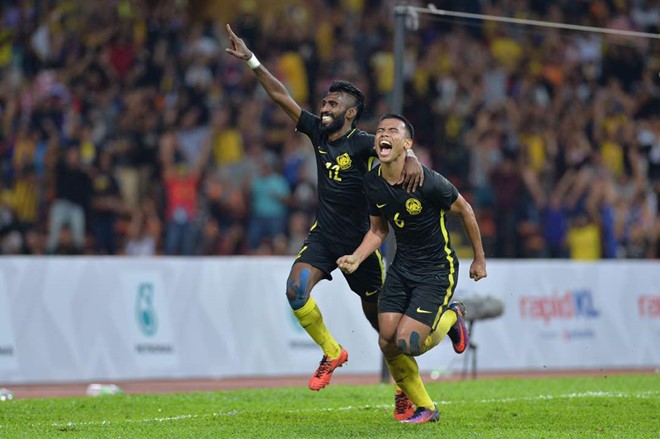 Niềm vui chiến thắng của các cầu thủ chủ nhà Malaysia. Ảnh: Zing.