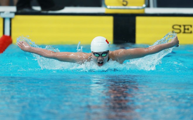 Ánh Viên thất bại ở nội dung 200m bơi bướm. Ảnh: Zing