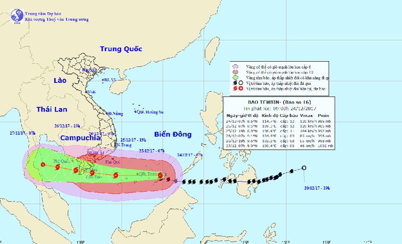 Tin mới nhất về cơn bão số 16 hướng vào Vũng Tàu-Cà Mau