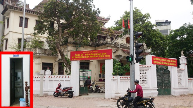 UBND phường Điện Biên và nhà vệ sinh nữ - nơi xảy ra sự việc nạn nhân tự thiêu