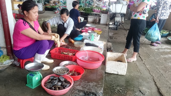 Các tiểu thương chợ Kỳ Anh buồn chán vì cá chết ảnh hưởng đến việc bán tôm cá