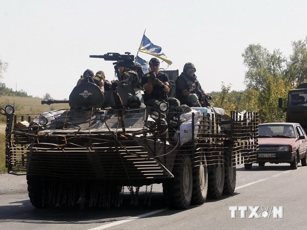 Binh sỹ Ukraine tuần tra tại Donetsk ngày 3/9. (Nguồn: AFP/TTXVN)