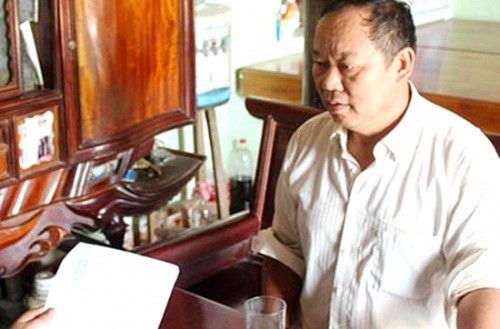 Ông Nguyễn Bá Quý, người làm đơn tố cáo Kiểm sát viên, Chánh án, Thẩm phán, Thư ký Tòa án huyện Triệu Sơn. Ảnh: Đặng Trung