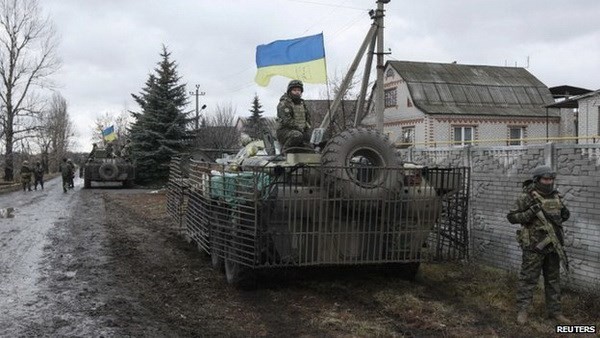 Lực lượng quân đội Ukraine tại một trạm gác. (Nguồn: Reuters)