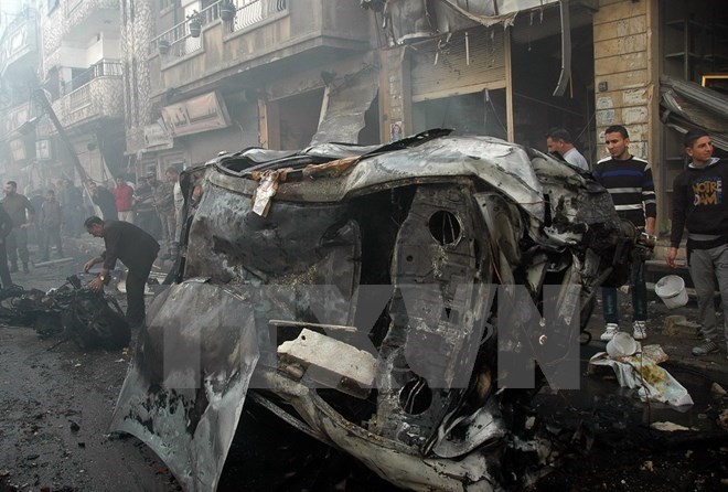 Hiện trường một vụ đánh bom tại Syria. (Nguồn: AFP/TTXVN)