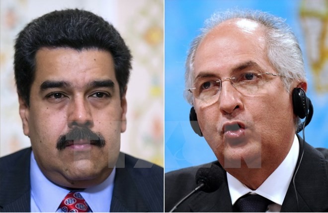 Tổng thống Venezuela Nicolas Maduro (trái) và Thị trưởng Caracas Antonio Ledezma. (Nguồn: AFP/TTXVN)