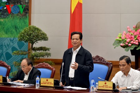 Thủ tướng Nguyễn Tấn Dũng phát biểu tại hội nghị. Ảnh VOV