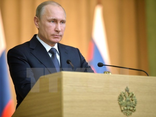 Tổng thống Nga Vladimir Putin phát biểu tại một hội nghị ở Moskva ngày 24/3. (Nguồn: AFP/TTXVN)