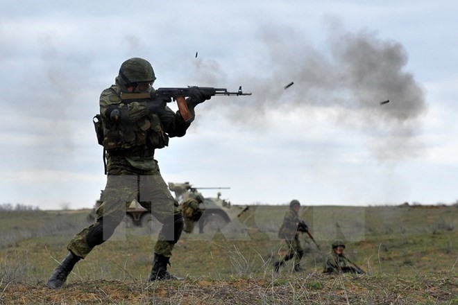 Binh sỹ Nga trong một cuộc tập trận. (Nguồn: AFP/TTXVN)