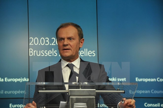 Chủ tịch Hội đồng châu Âu Donald Tusk. (Ảnh: Hương Giang/TTXVN tại Bỉ)