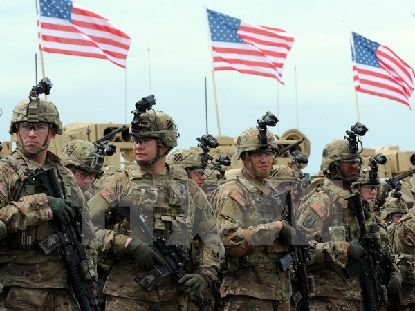 Binh sỹ Mỹ tại lễ khai mạc cuộc tập trận chung Mỹ-Gruzia ở căn cứ quân sự Vaziani, gần thủ đô Tbilisi ngày 11/5. Nguồn: AFP/TTXVN
