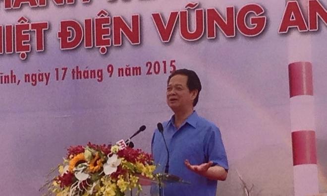 Thủ tướng Nguyễn Tấn Dũng phát biểu tại Lễ khánh thành nhà máy Nhiệt điện Vũng Áng 1
