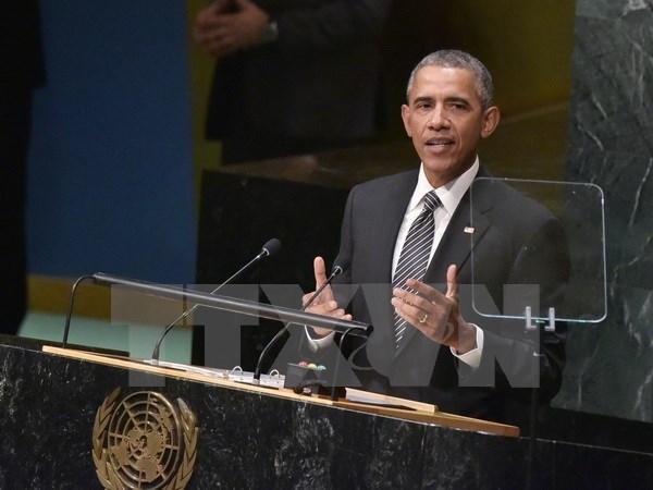 Tổng thống Mỹ Barack Obama phát biểu tại Đại hội đồng Liên hợp quốc. (Nguồn: AFP/TTXVN)