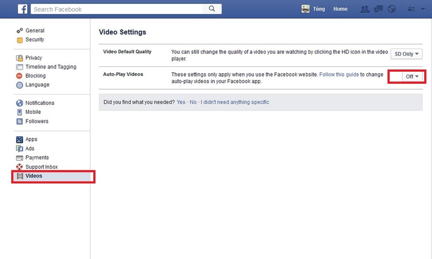 Tắt tính năng tự động chạy video trên Facebook
