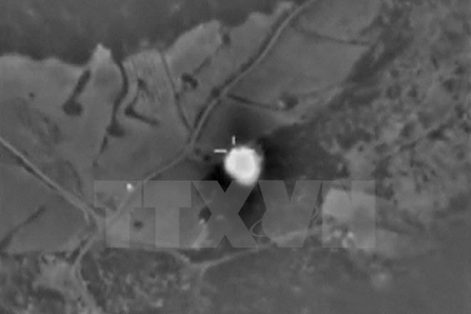 Một cuộc oanh tạc của không quân Nga ở Syria ngày 5/10. Ảnh: Reuters/TTXVN