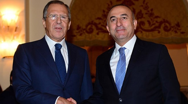 Ngoại trưởng Nga Sergei Lavrov trong một cuộc gặp với người đồng cấp Thổ Nhĩ Kỳ Mevlut Cavusoglu. (Nguồn: Getty Images) 