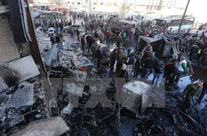 Hiện trường vụ đánh bom do IS thực hiện tại Syria. (Nguồn: AFP/TTXVN)