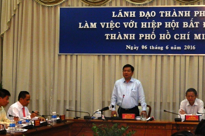 Bí thư Thành uỷ TPHCM Đinh La Thăng yêu cầu tạo điều kiện thuận lợi cho các doanh nghiệp bất động sản.