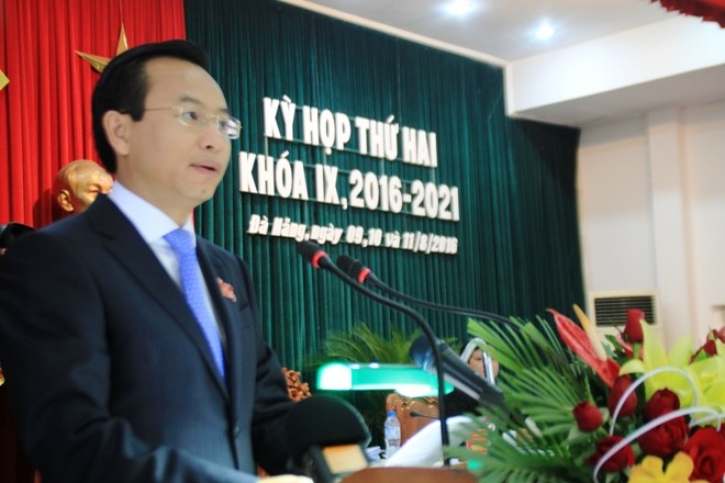Bí thư Thành ủy Đà Nẵng Nguyễn Xuân Anh phát biểu khai mạc kỳ họp thứ hai HĐND TP Đà Nẵng khóa IX nhiệm kỳ 2016-2021.