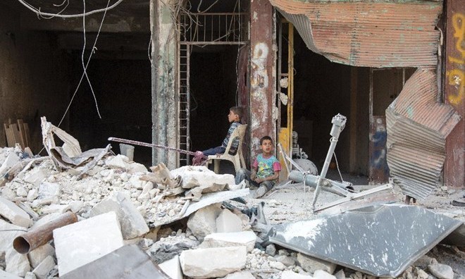 Khung cảnh đổ nát do chiến sự ở Aleppo. Nguồn: AFP.