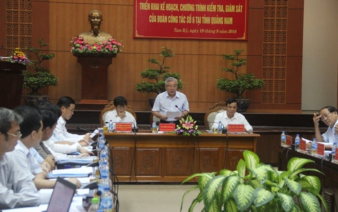 Đoàn công tác số 6 do ông Phan Văn Sáu – Tổng Thanh tra Chính phủ làm trưởng đoàn làm việc với tỉnh Quảng Nam. Ảnh H. Văn