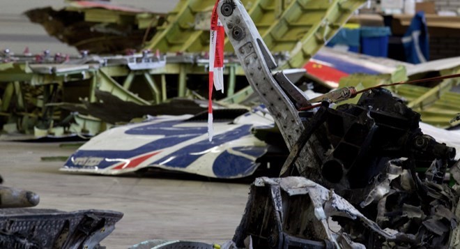 Mảnh vỡ máy bay MH17 bị bắn rơi ở Ukraine. (Nguồn: AP)