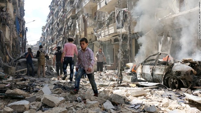 Cảnh đổ nát ở Aleppo. (Nguồn: AFP)