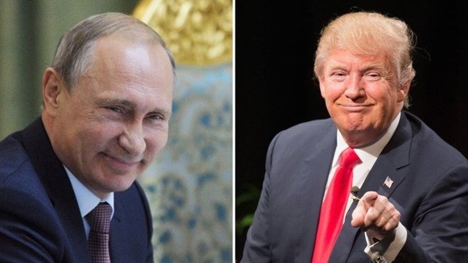 Tổng thống đắc cử Mỹ Donald Trump (phải) và Tổng thống Nga Vladimir Putin. (Nguồn: BBC)