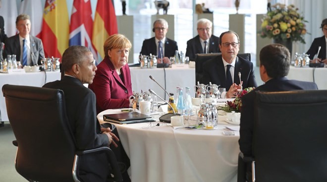 Ông Obama hội đàm với các nhà lãnh đạo châu Âu (Nguồn: Reuters)