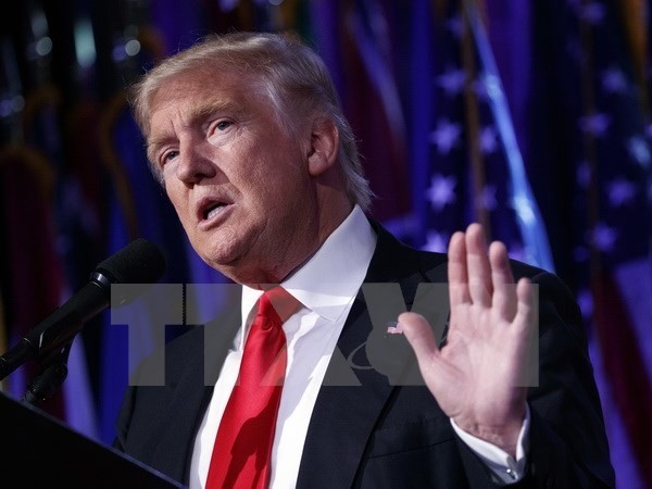 Tổng thống đắc cử Mỹ Donald Trump phát biểu tại New York. (Nguồn: AP/TTXVN)
