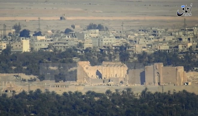 Toàn cảnh thành cổ Palmyra bị IS phá hủy ngày 11/12. (Nguồn: AP/TTXVN)
