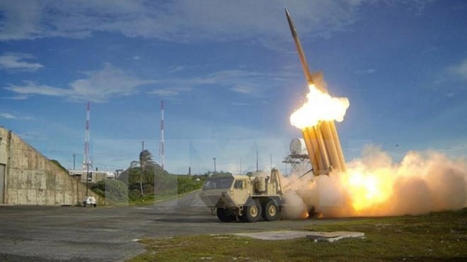 Tên lửa đánh chặn được phóng từ bệ phóng thuộc một bộ phận của hệ thống THAAD. (Nguồn: Reuters/TTXVN)