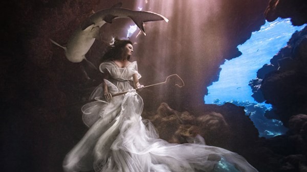 Mới đây, nhiếp ảnh gia Won Wong khiến người xem ngỡ ngàng trước những hình ảnh tuyệt đẹp về chủ đề thiếu nữ và cá mập. Trong ảnh, cô gái hiện lên như một nữ thần biển tay cầm gậy phép và cá mập là linh thú bảo vệ chủ nhân.