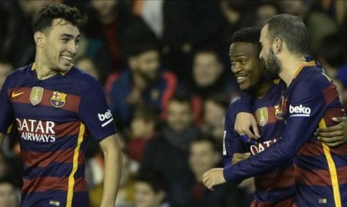 Sau khi thắng đậm ở trận lượt đi, Barca dễ dàng vào chung kết bằng đội hình dự bị. Ảnh: Reuters