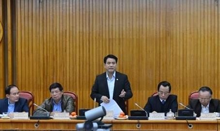Lãnh đạo thành phố Hà Nội phát biểu chỉ đạo tại cuộc họp. Ảnh: Duy Tiến.