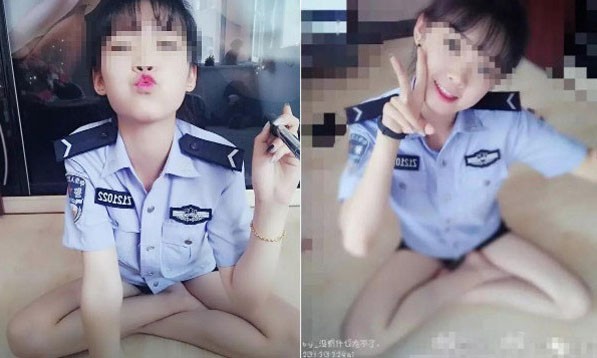 Hai bức ảnh khiến nữ cảnh sát bị sa thải.