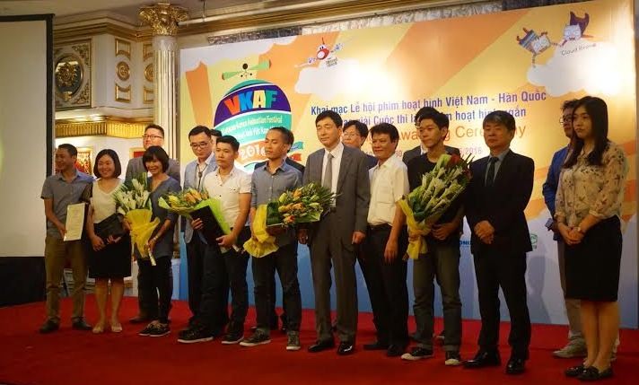 Các tác giả đoạt giải phim hoạt hình Việt- Hàn lần thứ 3. ( Ảnh: L.A)