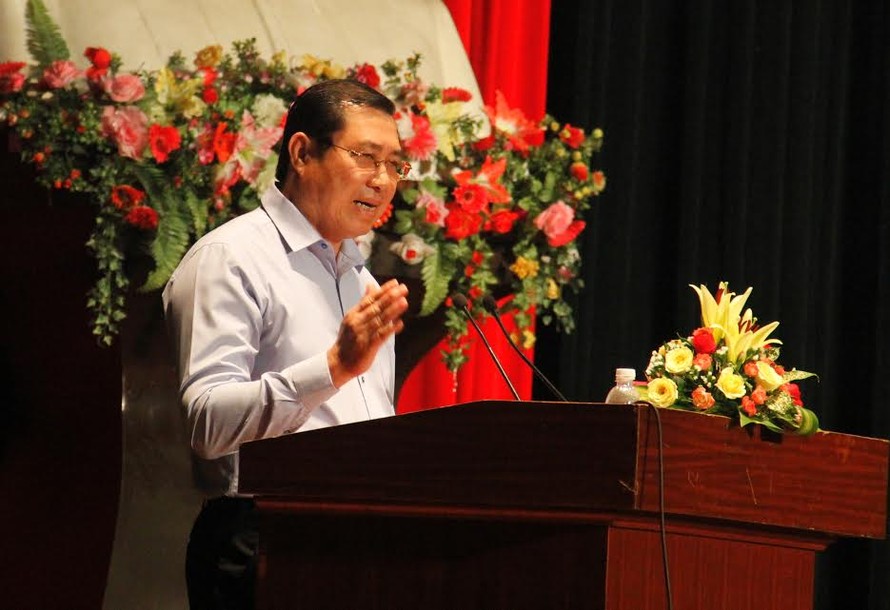 Chủ tịch UBND TP. Đà Nẵng Huỳnh Đức Thơ ra tuyên bố phản đối việc Trung Quốc tiến hành bầu cử đại biểu Đại hội đại biểu Nhân dân khóa II của cái gọi là “thành phố Tam Sa”. Ảnh: Thanh Trần. 